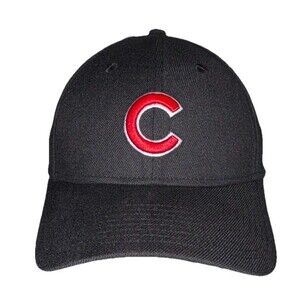 Chicago Cubs New Era 39THIRTY Hat - Black Stretch Fit Cap - Size Small/Medium